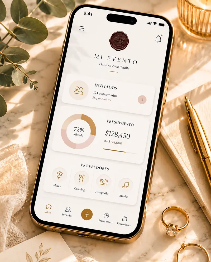 Planeador de evento: lista de invitados, gastos y proveedores