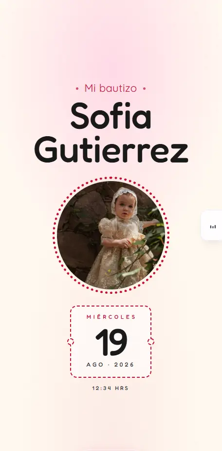 Demo de invitación digital para bautizo, tema Minnie
