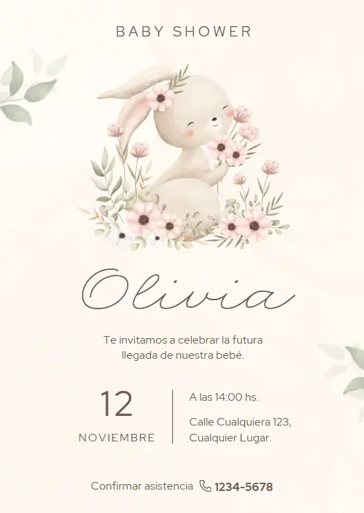 Diseño de invitación digital para baby shower
