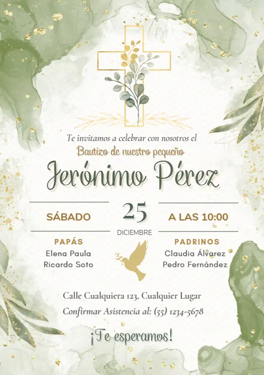 Diseño de invitación digital para bautizo