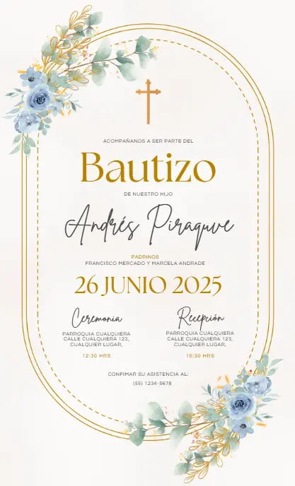 Diseño de invitación digital para bautizo
