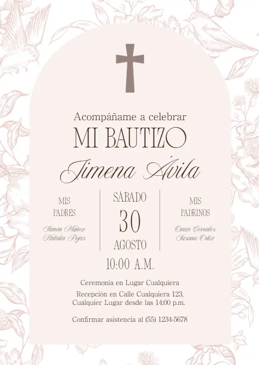 Diseño de invitación digital para bautizo
