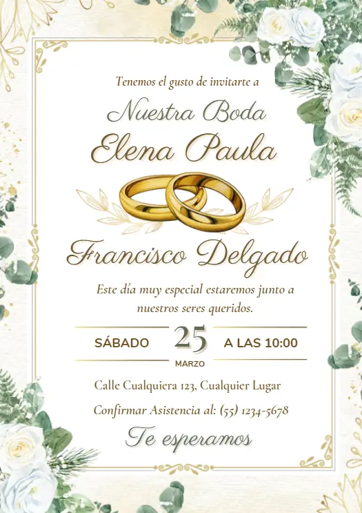 Diseño de invitación digital para boda