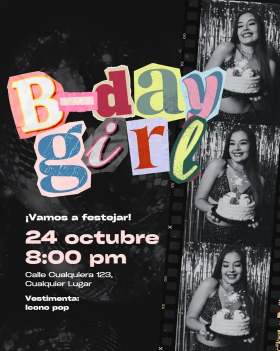 Diseño de invitación digital para cumpleaños