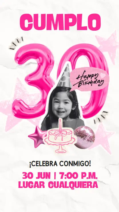 Diseño de invitación digital para cumpleaños
