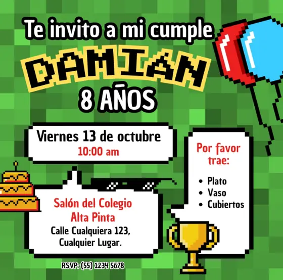 Diseño de invitación digital para cumpleaños