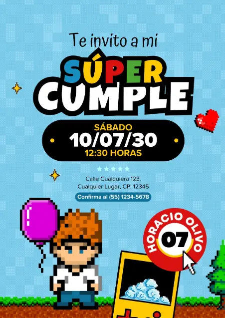 Diseño de invitación digital para cumpleaños