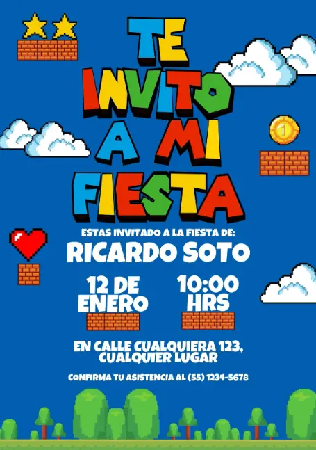 Diseño de invitación digital para cumpleaños