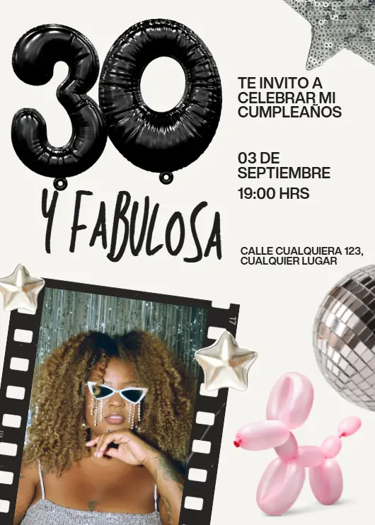 Diseño de invitación digital para cumpleaños