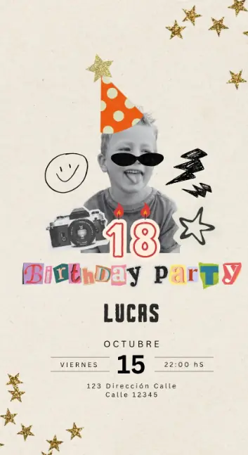 Diseño de invitación digital para cumpleaños