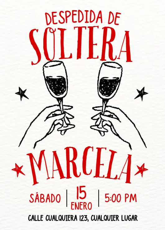 Diseño de invitación digital para despedida de soltera