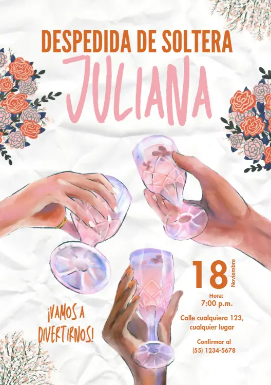 Diseño de invitación digital para despedida de soltera