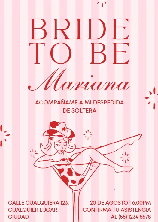Diseño de invitación digital para despedida de soltera