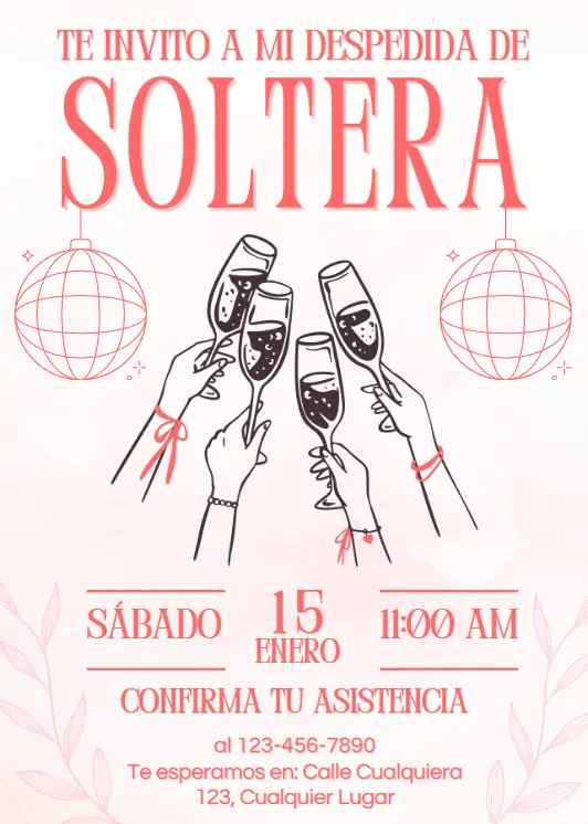 Diseño de invitación digital para despedida de soltera