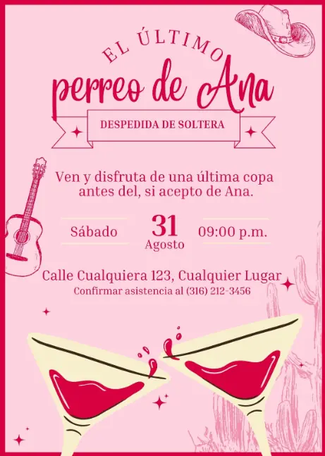 Diseño de invitación digital para despedida de soltera