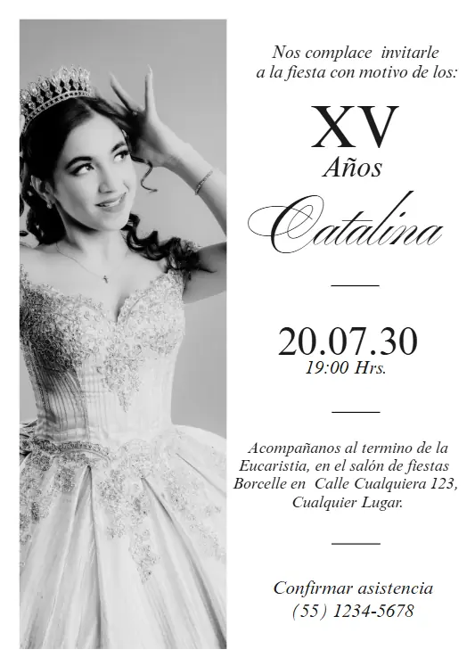 Diseño de invitación digital para XV años
