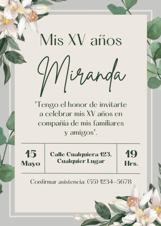 Diseño de invitación digital para XV años
