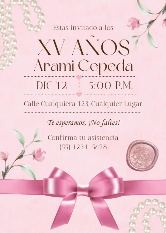 Diseño de invitación digital para XV años